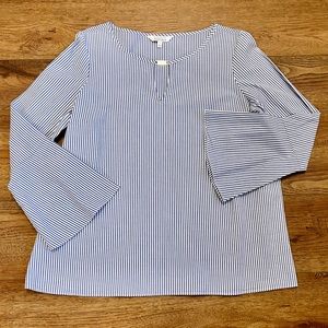 Ellen Tracy Company Blue White Striped Tunic
